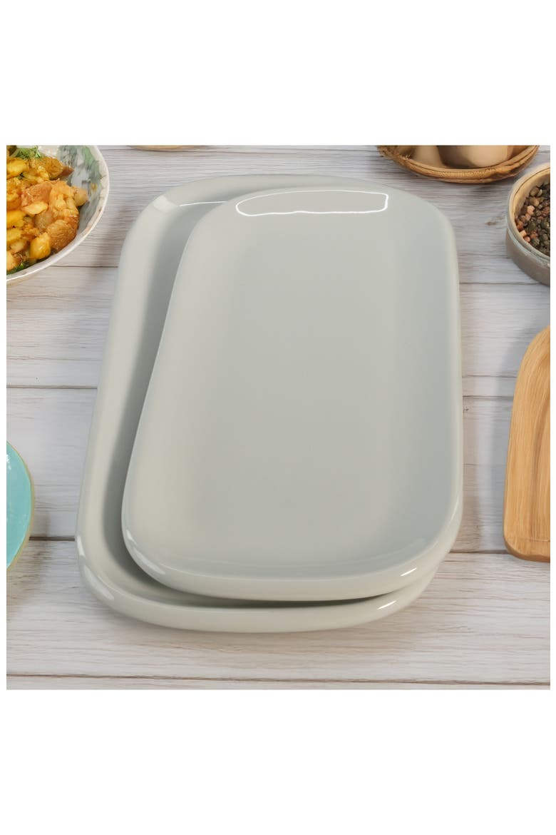 Set of 2 Assorted Impulse Rectangular Platters, Alternate, color, WHITE