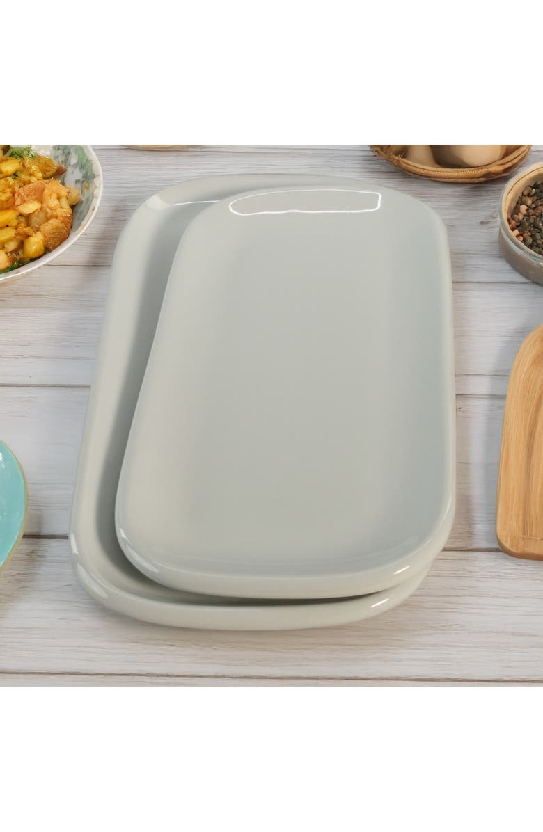BIA Cordon Bleu Set of 2 Assorted Impulse Rectangular Platters, Alternate, color, White