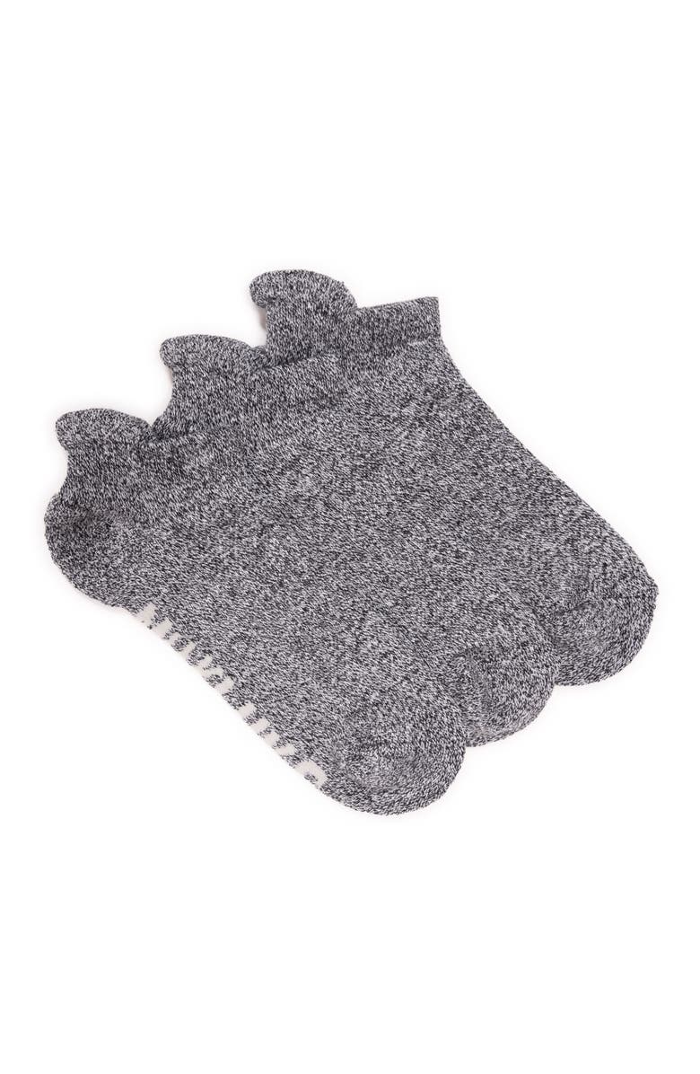 MUK LUKS Cotton Compression Ankle Socks 3 Pair Pack, Main, color, Black Marl