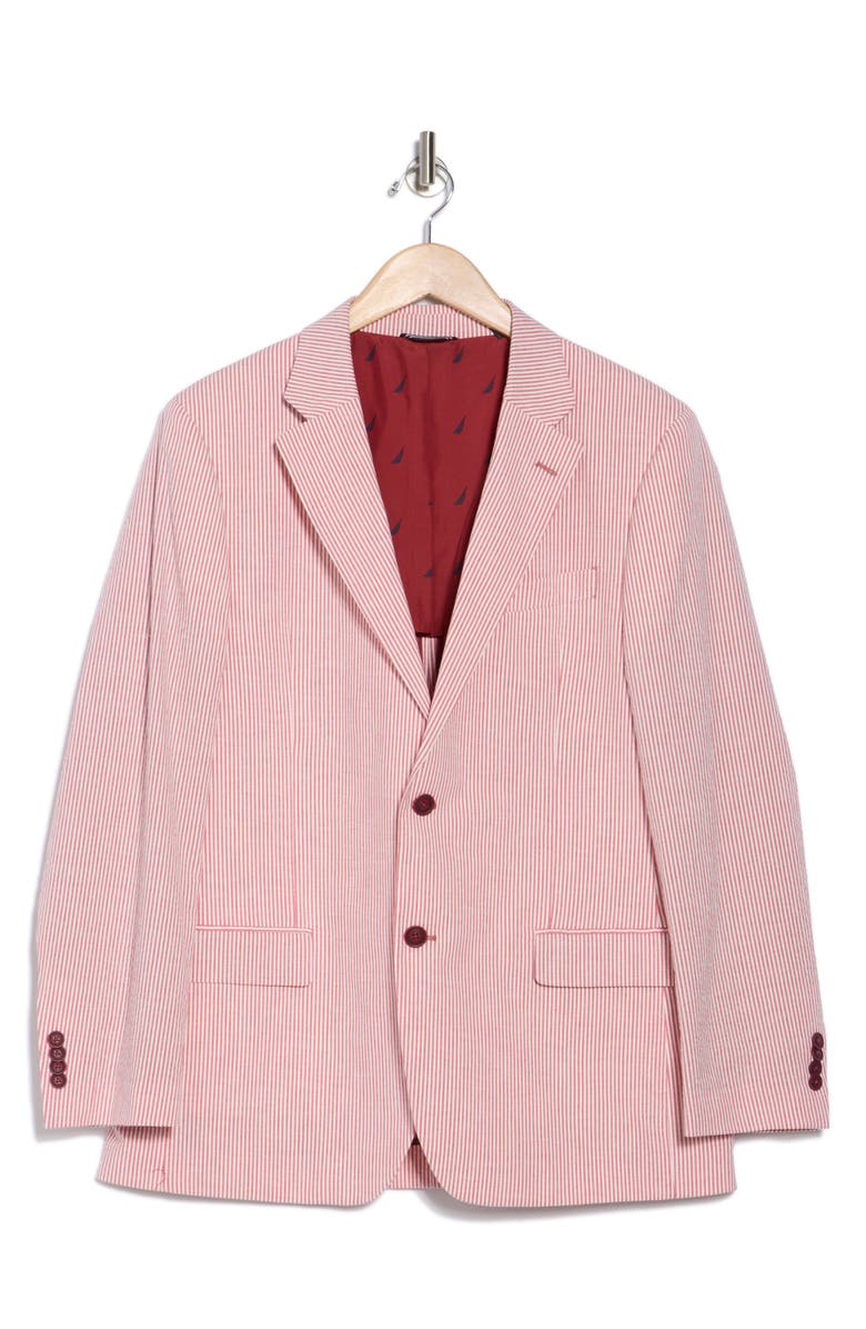 Nautica Stripe Stretch Cotton Seersucker Sport Coat, Alternate, color, Red