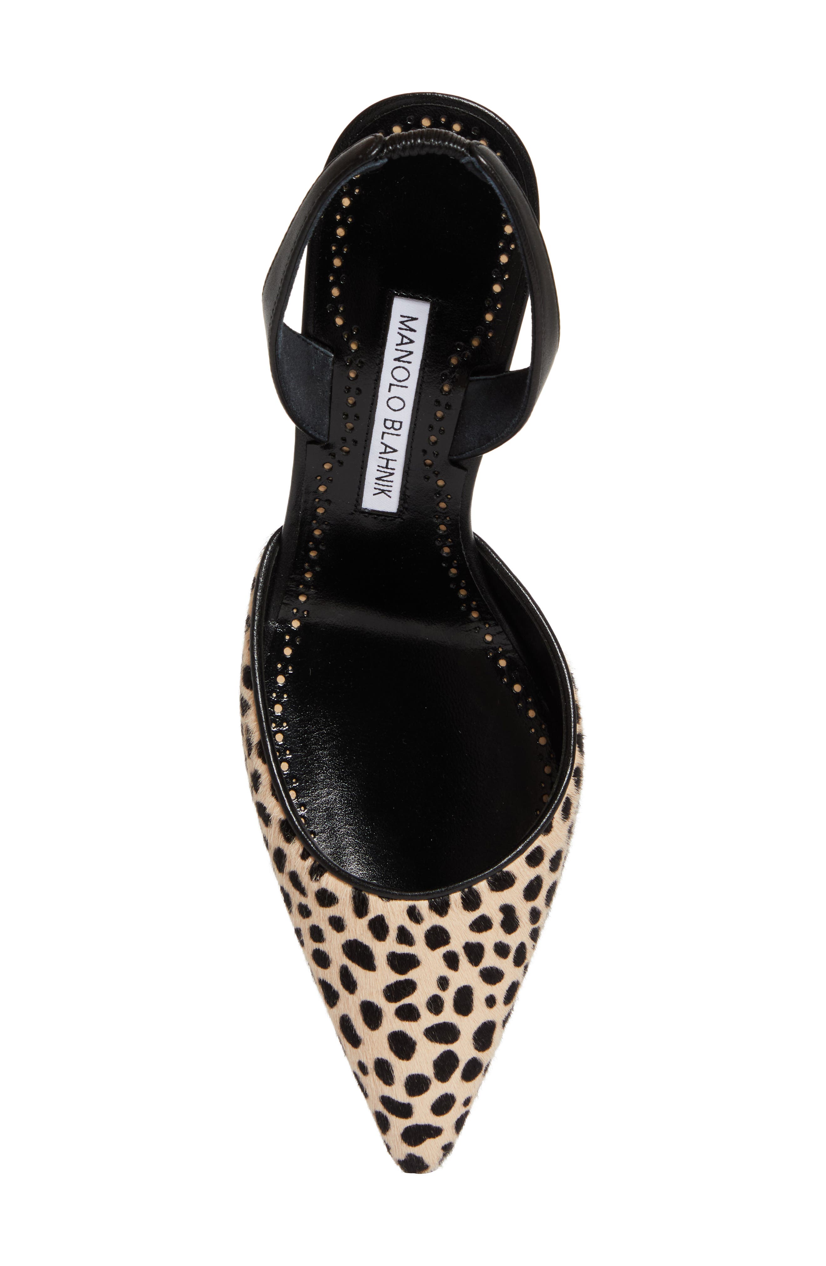 Manolo Blahnik Carolyne Genuine Calf Hair Slingback Pump, Alternate, color, Black/Ivory