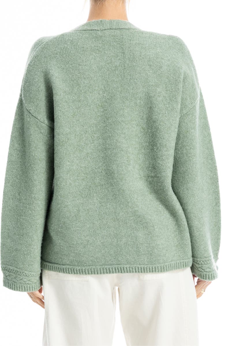 MAX STUDIO V-Neck Cardigan, Alternate, color, Heather Basil