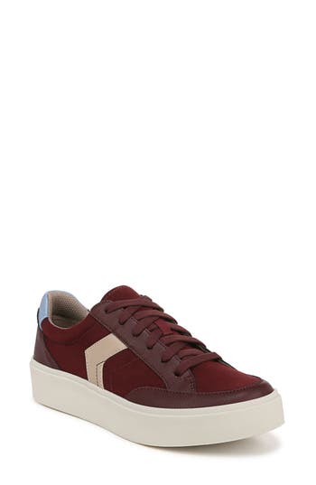 Dr. Scholl's Women's Madison-lace Closed Round Toe Lace Up Platform Sneakers In California Wine Faux Leather