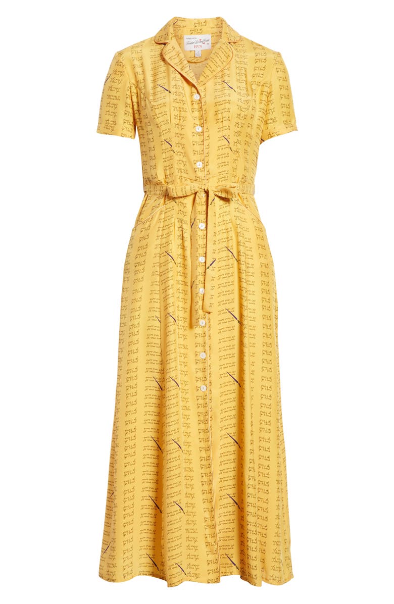 HVN Maria Love Notes Silk Shirtdress, Alternate, color, 