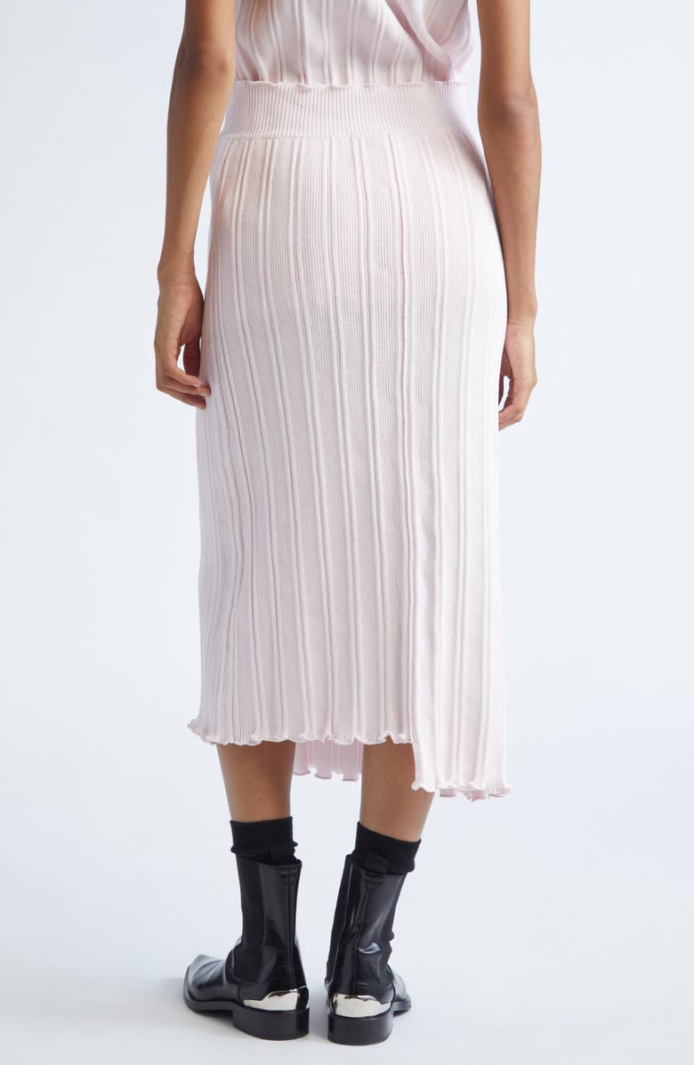 Jil Sander Asymmetric Cotton Rib Straight Midi Skirt, Alternate, color, Morganite