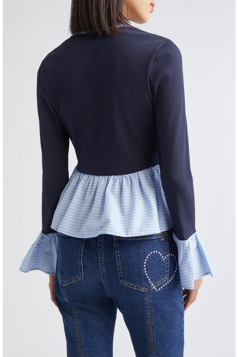 Skai Mixed Media Top, Alternate, color, NAVY