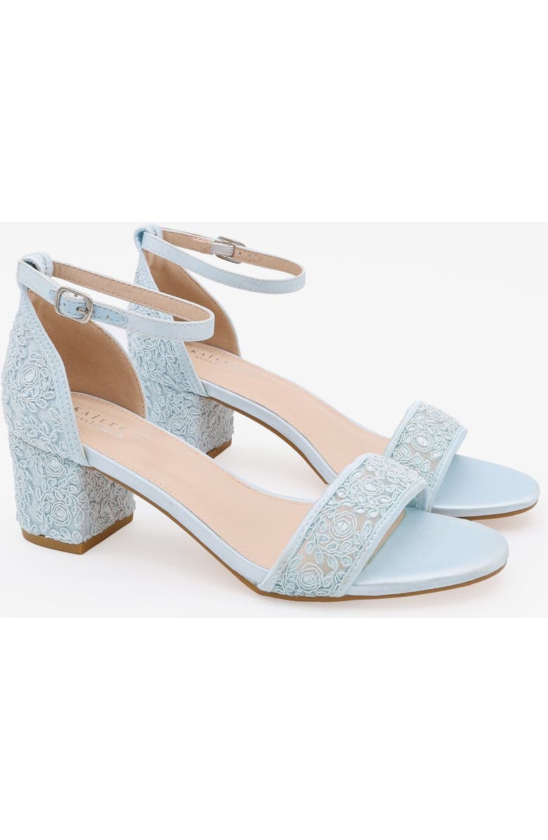 Kailee P Jackie Crochet Lace Block Heel Wedding Sandals, Main, color, Light Blue