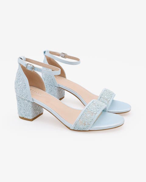 Jackie Crochet Lace Block Heel Wedding Sandals