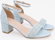 Kailee P Jackie Crochet Lace Block Heel Wedding Sandals