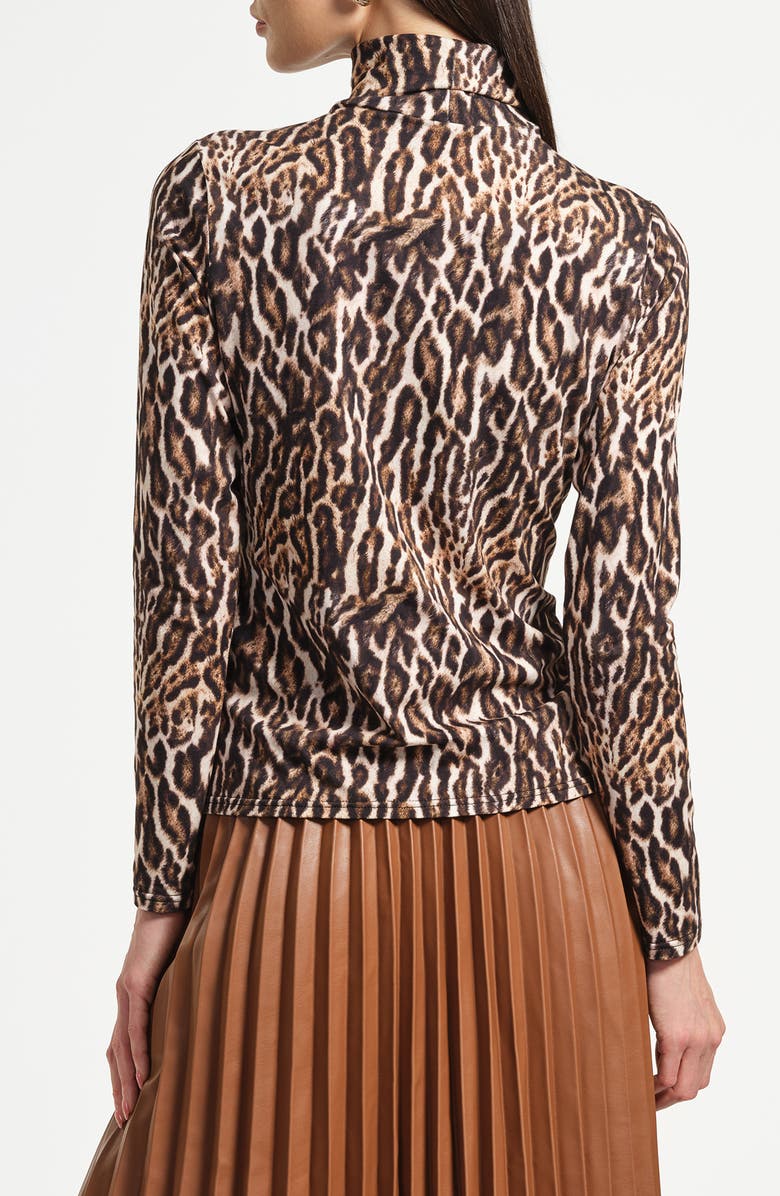 Isaac Mizrahi New York Layering Turtleneck Top, Alternate, color, Leopard