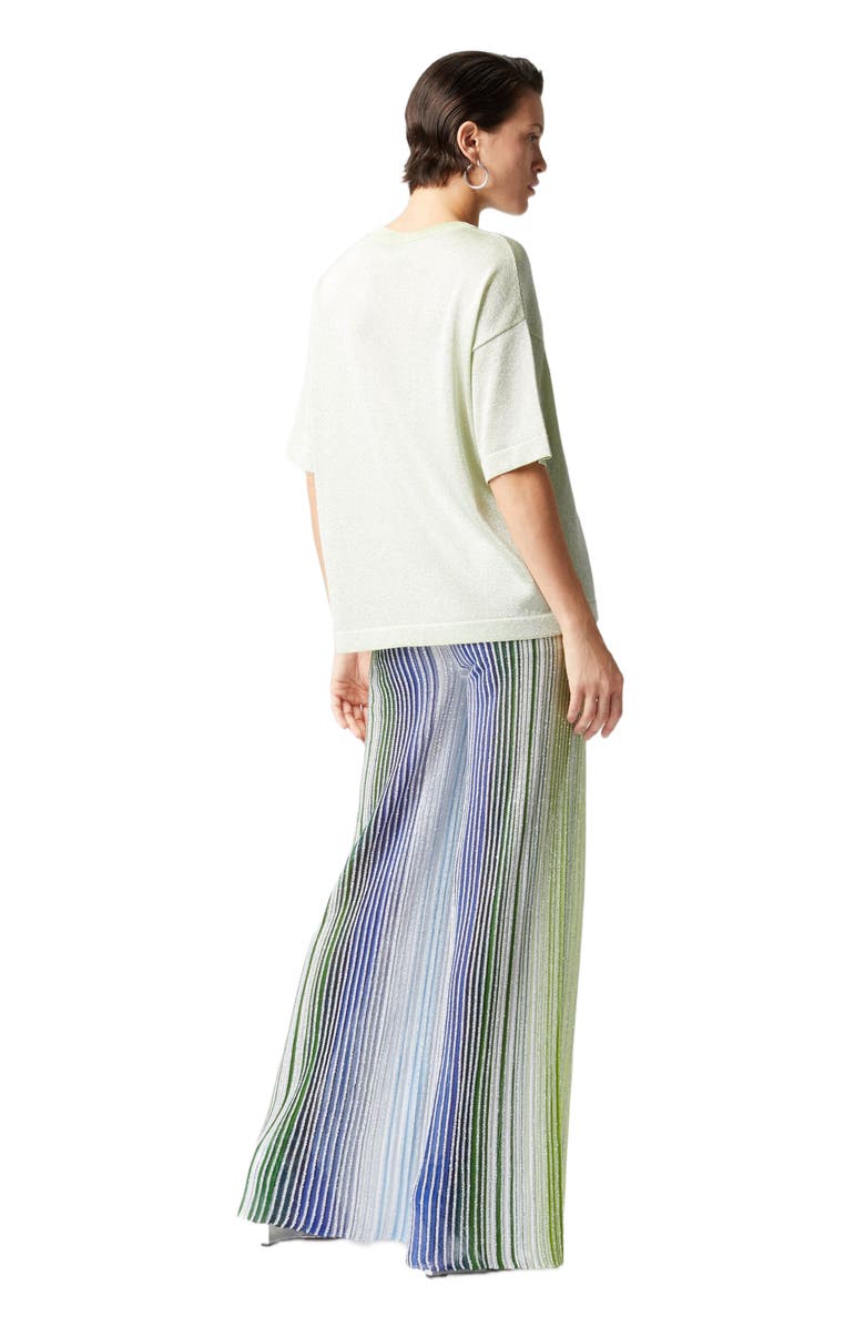 Missoni Oversized Crewneck Sweater In Lamé Viscose With Whetstone Sleeves, Alternate, color, Green