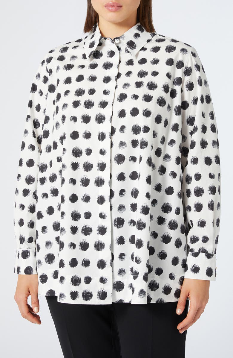Marina Rinaldi Nilo Print Poplin Tunic Shirt, Main, color, Optical White