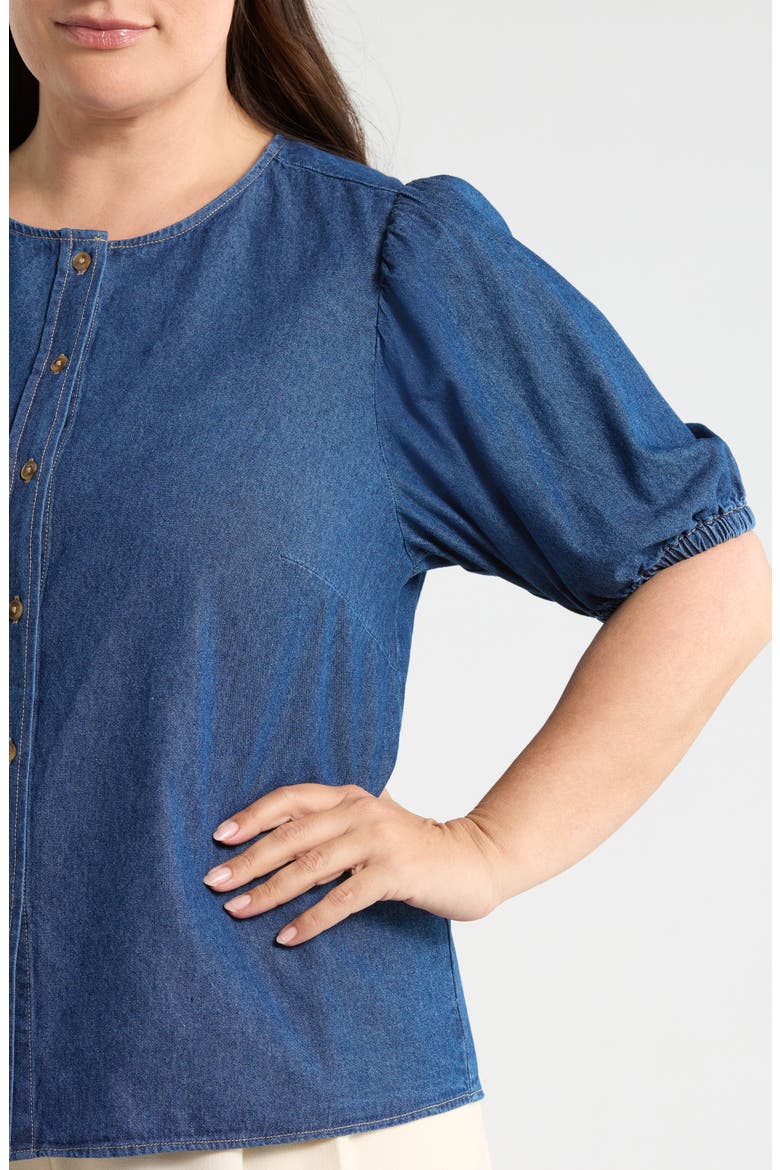 Puff Sleeve Denim Top, Alternate, color, ARIES WASH