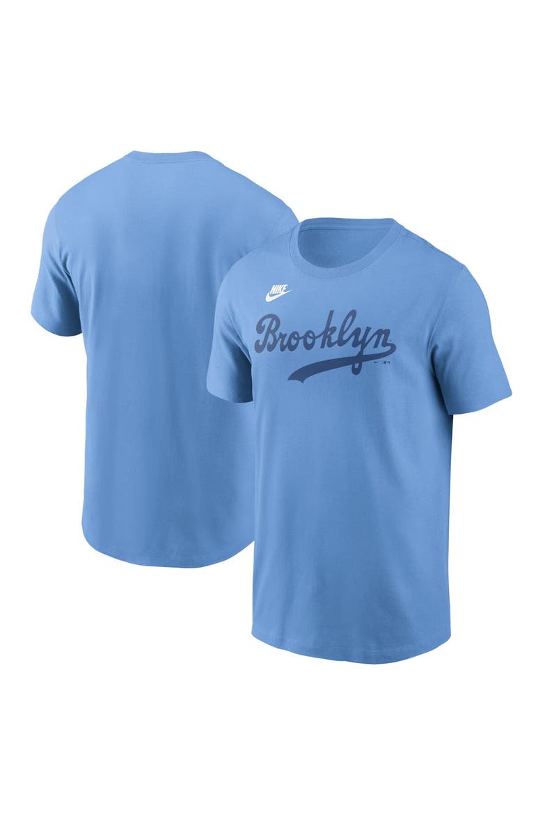 Men's Nike Light Blue Brooklyn Dodgers Cooperstown Collection Wordmark T-Shirt, Main, color, Light Blue