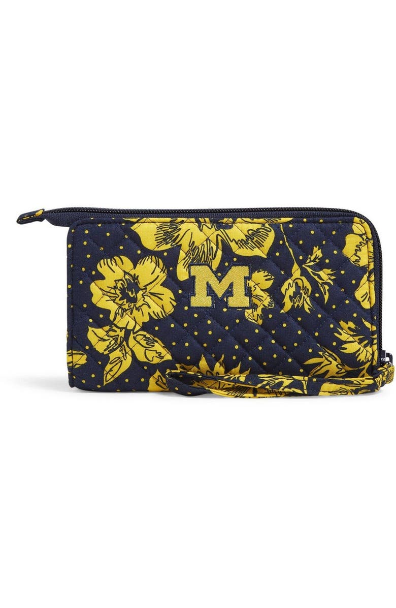 VERA BRADLEY Michigan Wolverines Rain Garden Front-Zip Wristlet, Main, color,