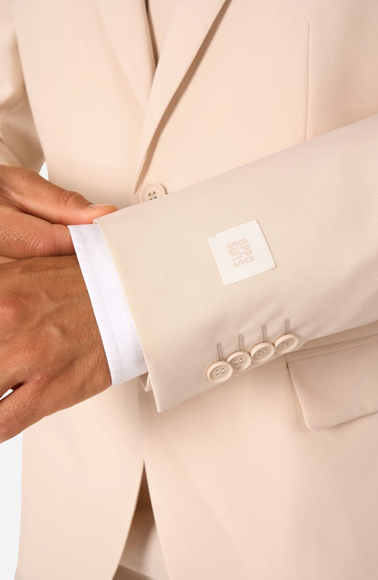 OppoSuits Dandy Sandy Slim Fit Two-Piece Suit & Tie Set, Alternate, color, Beige