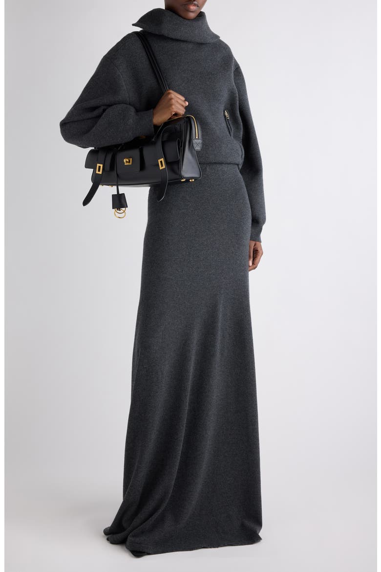 Wool Maxi Sweater Skirt, Alternate, color, 8519 DARK HEATHER GREY