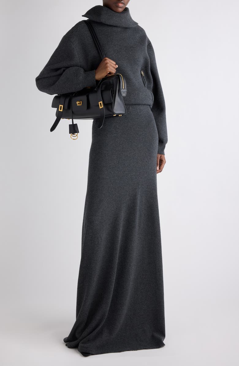 Balenciaga Wool Maxi Sweater Skirt, Alternate, color, 8519 Dark Heather Grey