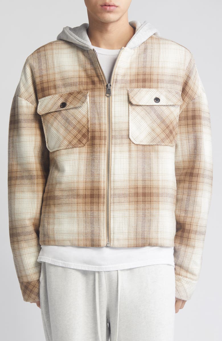 Elwood Oversize Plaid Flannel Hooded Zip Jacket, Alternate, color, 