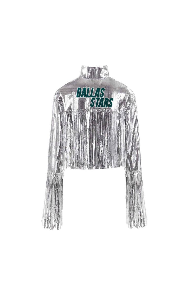 CUCE Women's Cuce  Silver Dallas Stars Cropped Sequin Fringe Blazer, Alternate, color, Silver