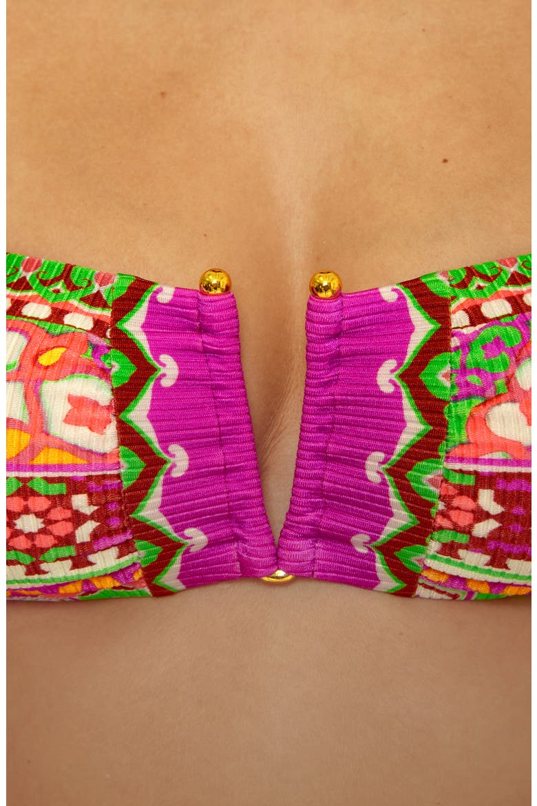 Moroccan Tile V-Wire Bandeau Bikini Top, Alternate, color, MULTI PINK