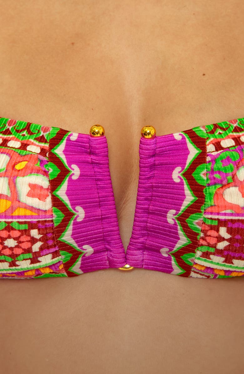 Becca Moroccan Tile V-Wire Bandeau Bikini Top, Alternate, color, Multi Pink