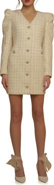 Endless Rose Premium Long Sleeve Tweed Mini Dress
