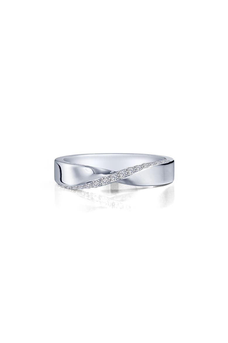 Twist Simulated Diamond Band Ring, Main, color, WHITE