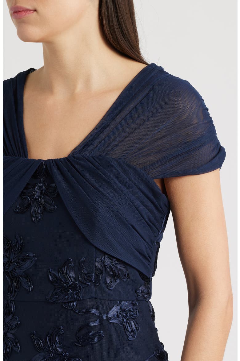 Carolina Floral Embroidered Gown, Alternate, color, DEEP NAVY