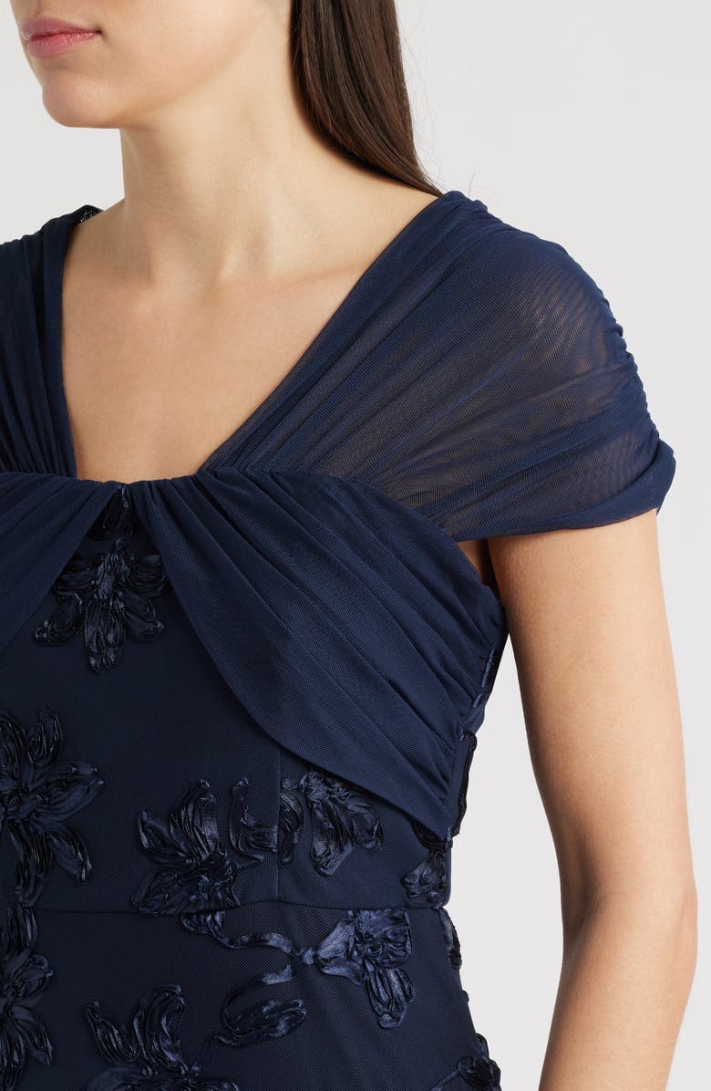 JS Collections Carolina Floral Embroidered Gown, Alternate, color, Deep Navy