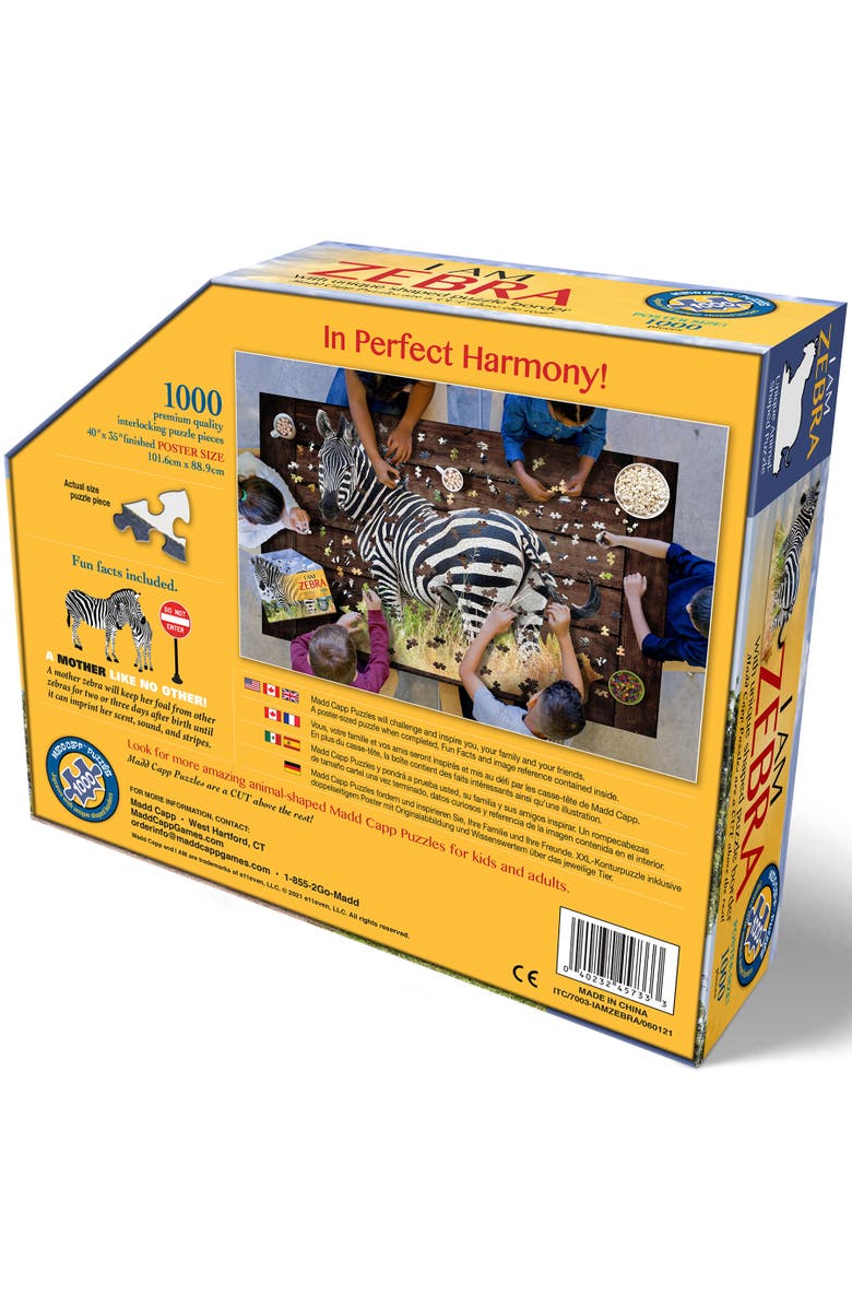 Madd Capp I Am Zebra 1000 Piece Animal Shaped Jigsaw Puzzle, Alternate, color, Multicolored