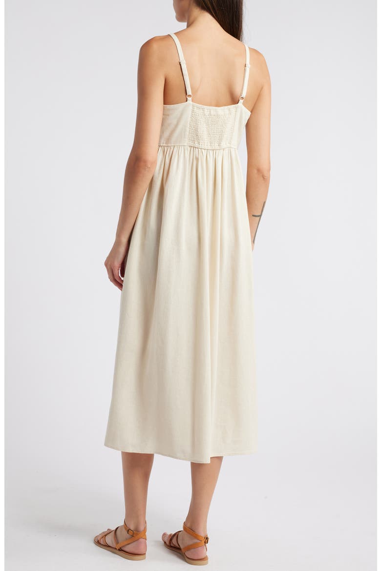 Floral Linen Blend Midi Sundress, Alternate, color, IVORY DOVE