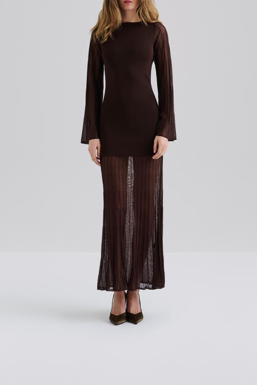 Malina Haisley Sheer Knitted Maxi Dress In Brown