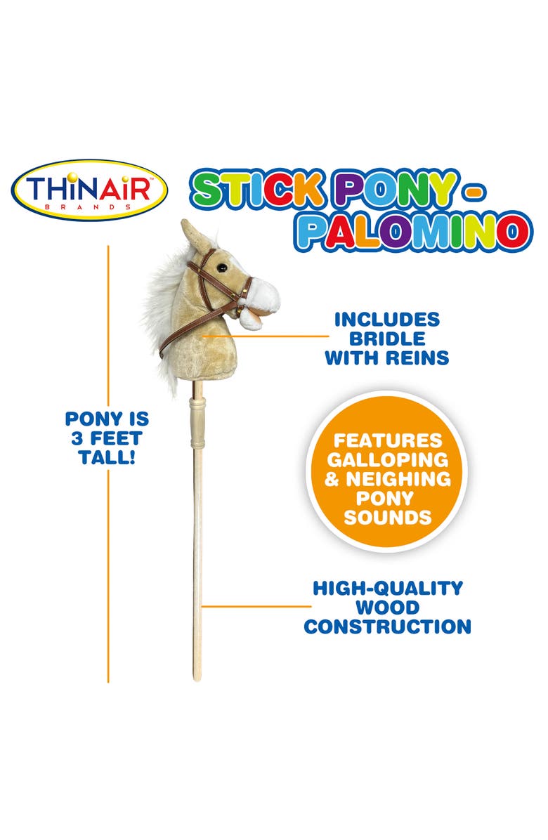 Playful Minds Stick Pony Palomino Tan Brown, 34 Inches Wood Stick Rideon, Alternate, color, 