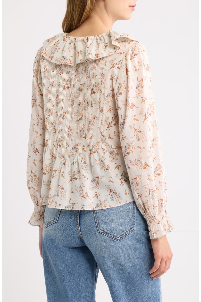 Hardy Ruffled V-Neck Organic Cotton Top, Alternate, color, CREME WINDSWEPT MEADOW