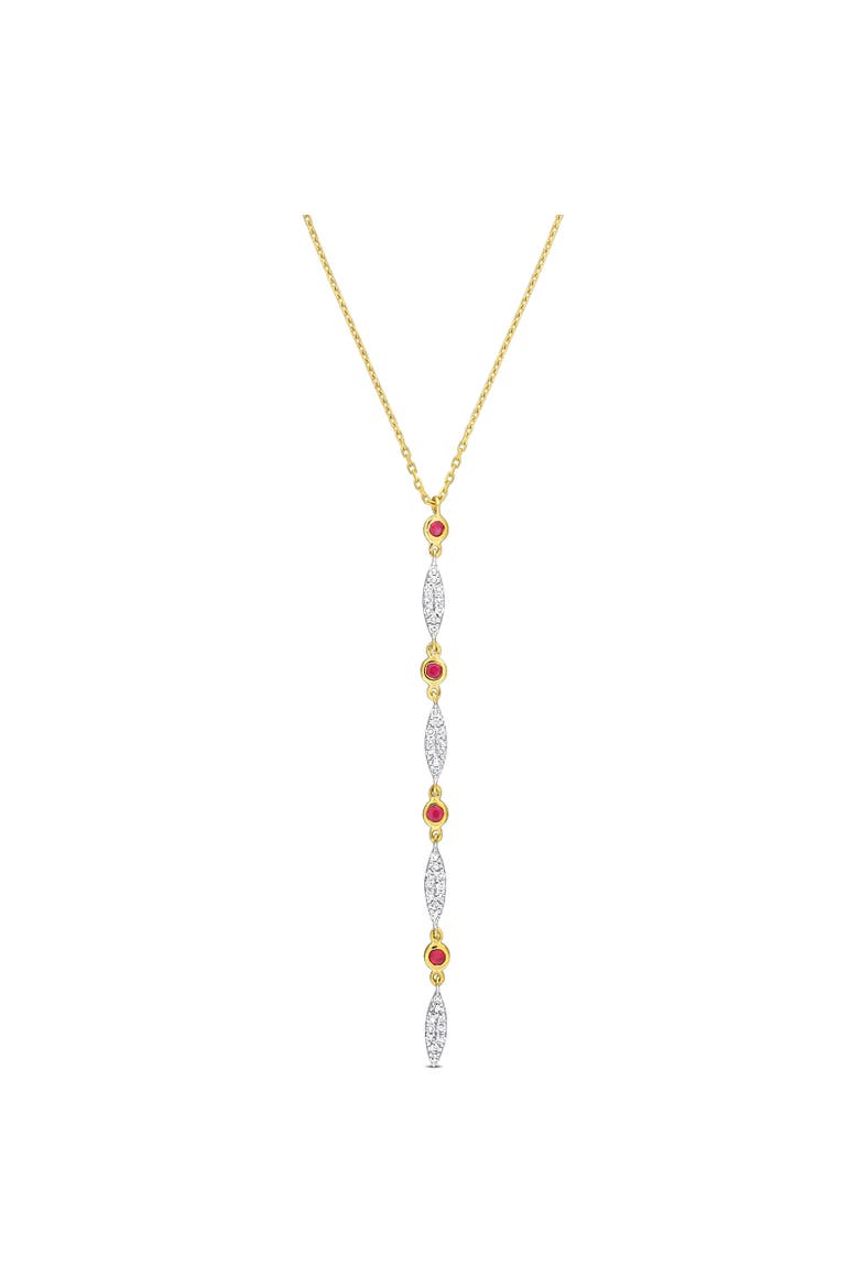 Ruby & Diamond Lariat Necklace 10k, Main, color, Ruby