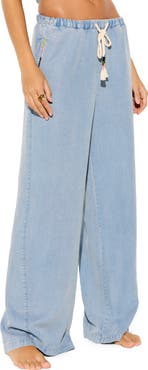 Spiritual Gangster Toluca Tie Waist Wide Leg Chambray Pants