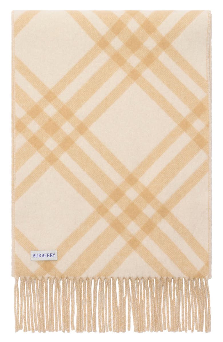 Burberry Bias Check Cashmere Scarf, Alternate, color, Sand