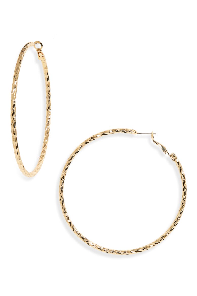 Textured Hoop Earrings, Main, color, GOLD