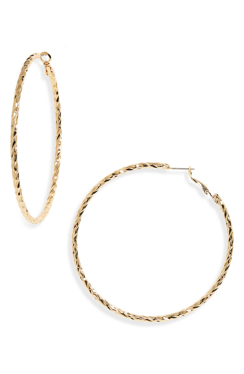 Nordstrom Textured Hoop Earrings, Main, color, Gold