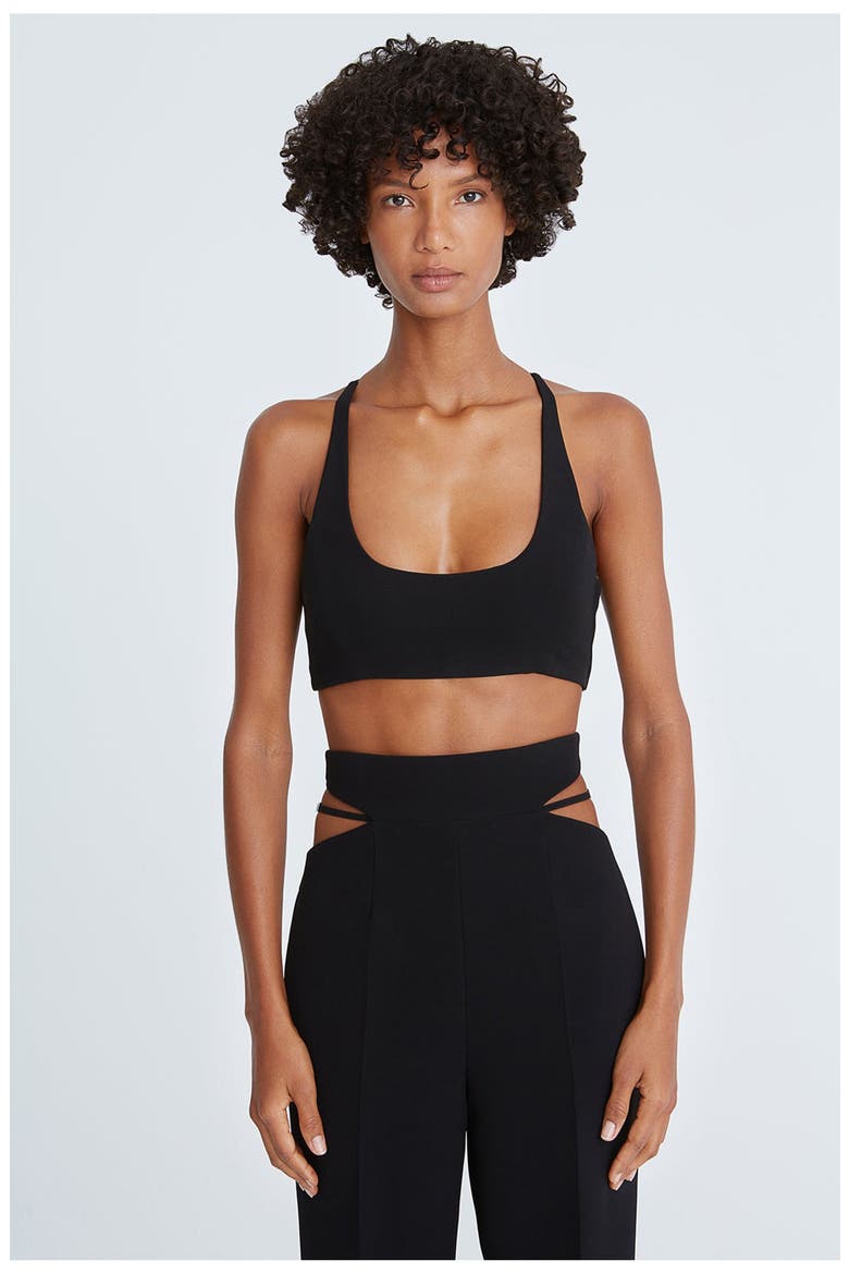 Gwen Crepe Scoop Neck Bralette, Alternate, color, Black