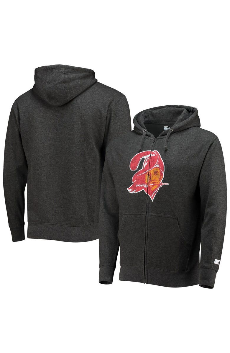 STARTER Men's Starter Pewter Tampa Bay Buccaneers Throwback Logo Full-Zip Hoodie, Main, color, 