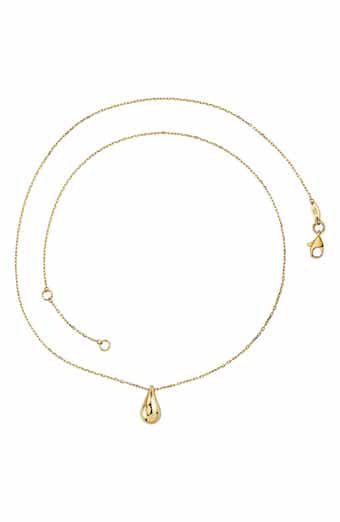 14K Yellow Gold Teardrop Pendant Necklace