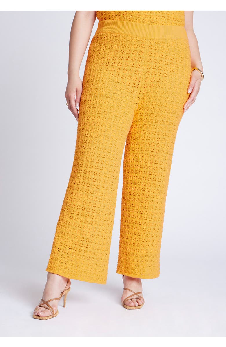 ELOQUII Crochet Knit Pant, Alternate, color, Radiant Yellow
