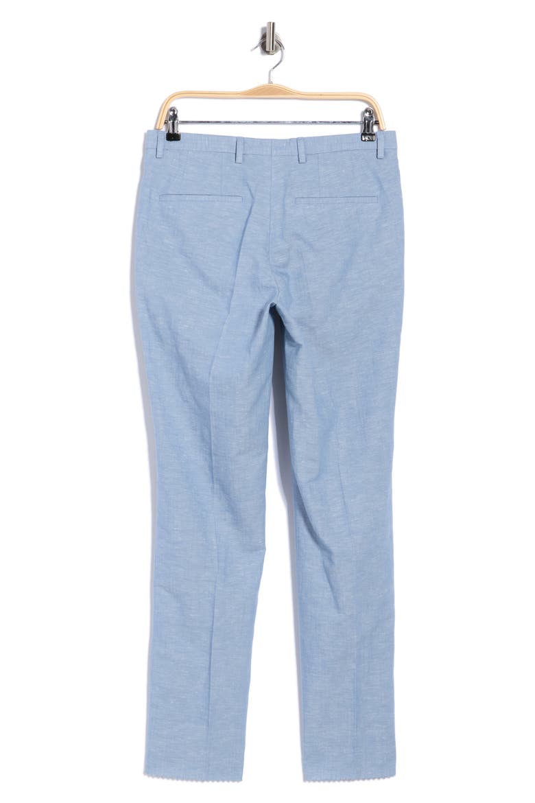 Hesten Flat Front Cotton & Linen Trousers, Alternate, color, OPEN BLUE