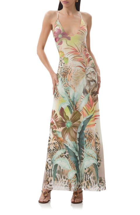 Romy Printed Mesh Maxi Slipdress