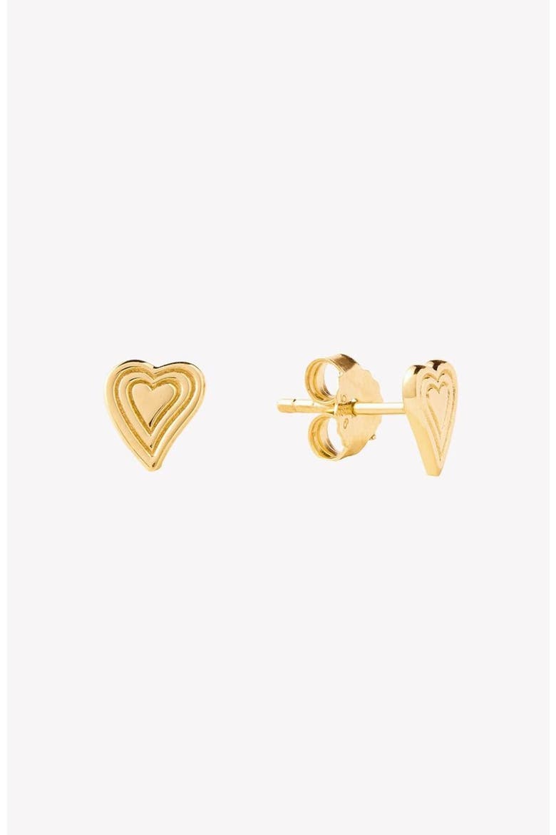 Emanate Love Heart Stud Earrings, Main, color, 18k Gold Plated