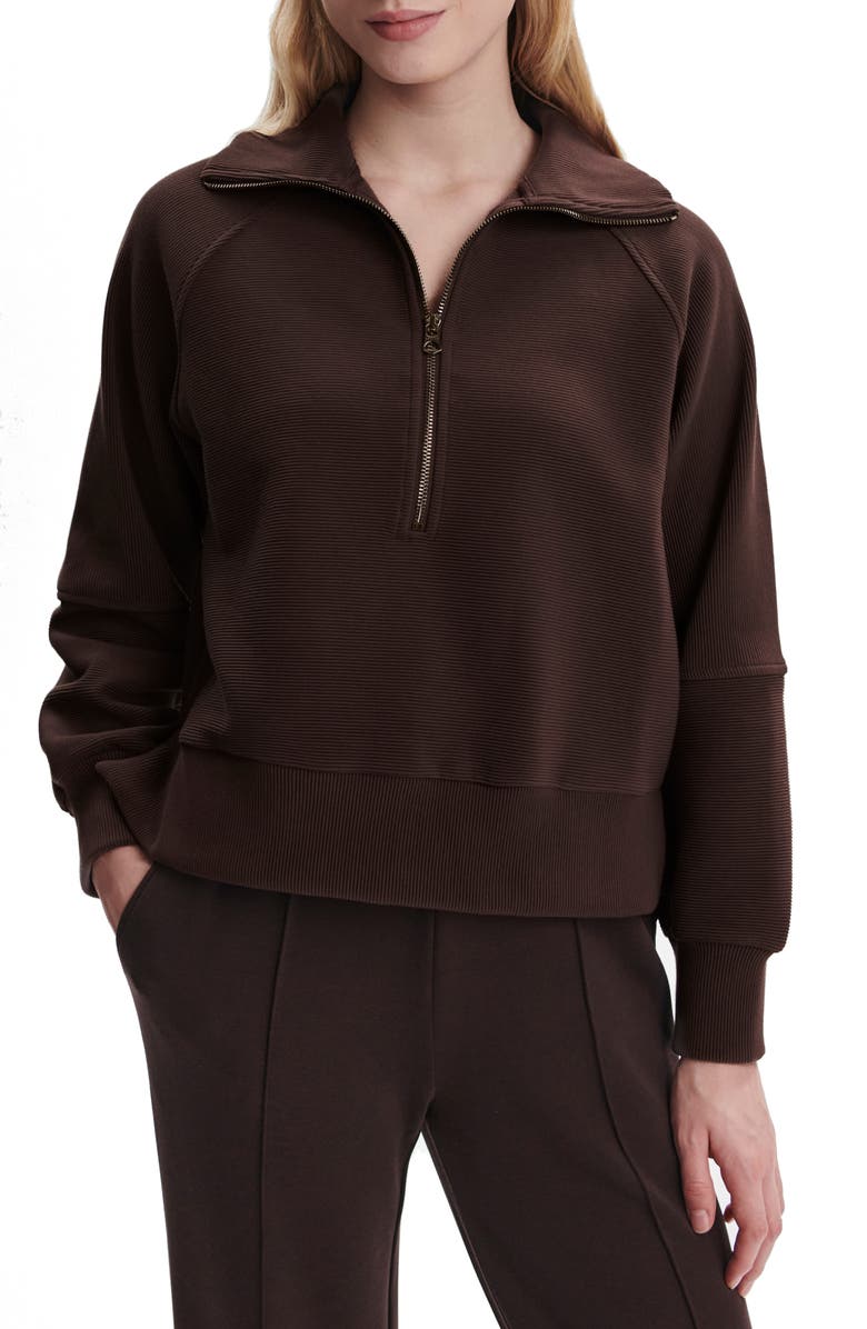 Varley Milano Half-Zip Sweatshirt, Main, color, Coffee Bean
