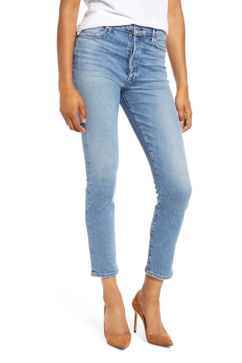 Olivia High Waist Slim Ankle Jeans, Main, color, CHIT CHAT