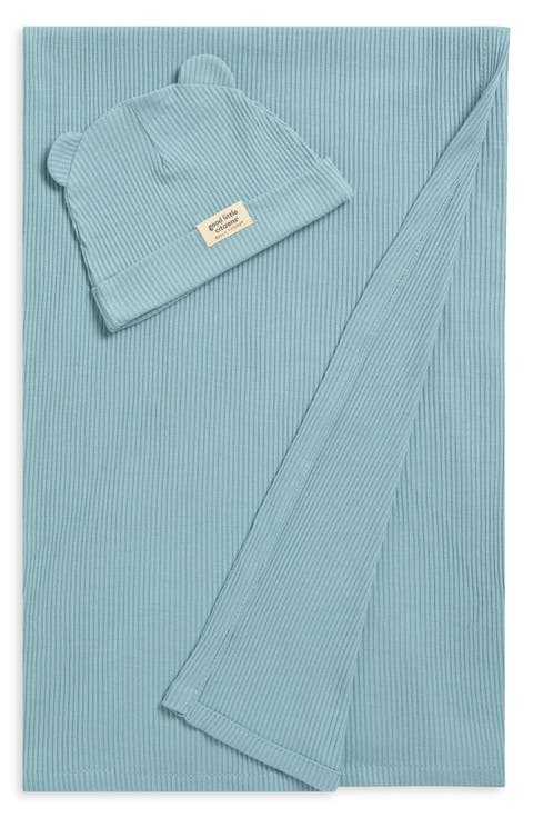 Rib Swaddle Blanket & Hat Set